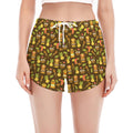 Tiki Luau Pattern Print Women's Split Running Shorts