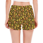 Tiki Luau Pattern Print Women's Split Running Shorts