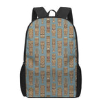 Tiki Totem Pattern Print 17 Inch Backpack