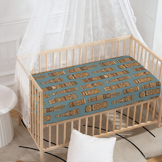 Tiki Totem Pattern Print Baby Crib Sheet