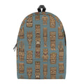 Tiki Totem Pattern Print School Backpack