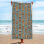 Tiki Totem Pattern Print Beach Towel