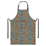 Tiki Totem Pattern Print Bib Apron With Pocket