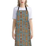 Tiki Totem Pattern Print Bib Apron With Pocket