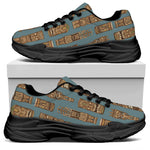 Tiki Totem Pattern Print Black Chunky Shoes
