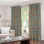 Tiki Totem Pattern Print Blackout Grommet Curtains
