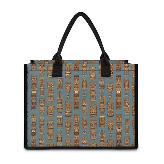 Tiki Totem Pattern Print Canvas Tote Bag