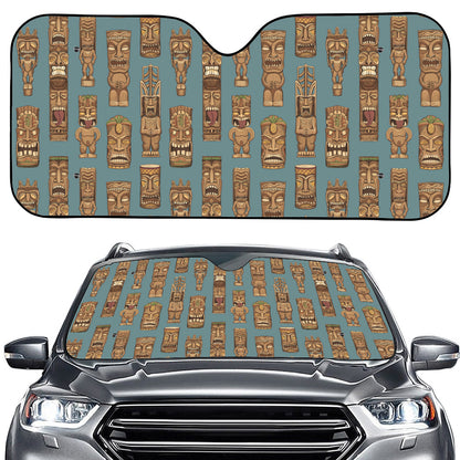 Tiki Totem Pattern Print Car Windshield Sun Shade