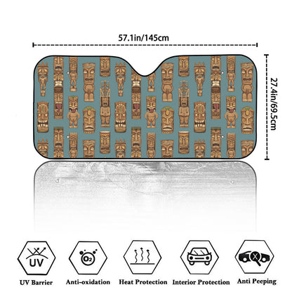 Tiki Totem Pattern Print Car Windshield Sun Shade