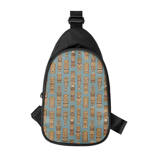Tiki Totem Pattern Print Chest Bag