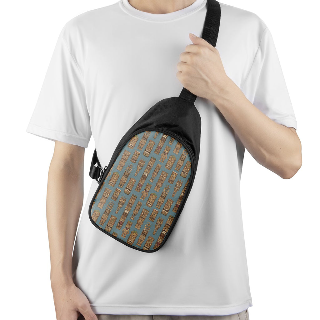Tiki Totem Pattern Print Chest Bag