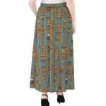 Tiki Totem Pattern Print Chiffon Maxi Skirt