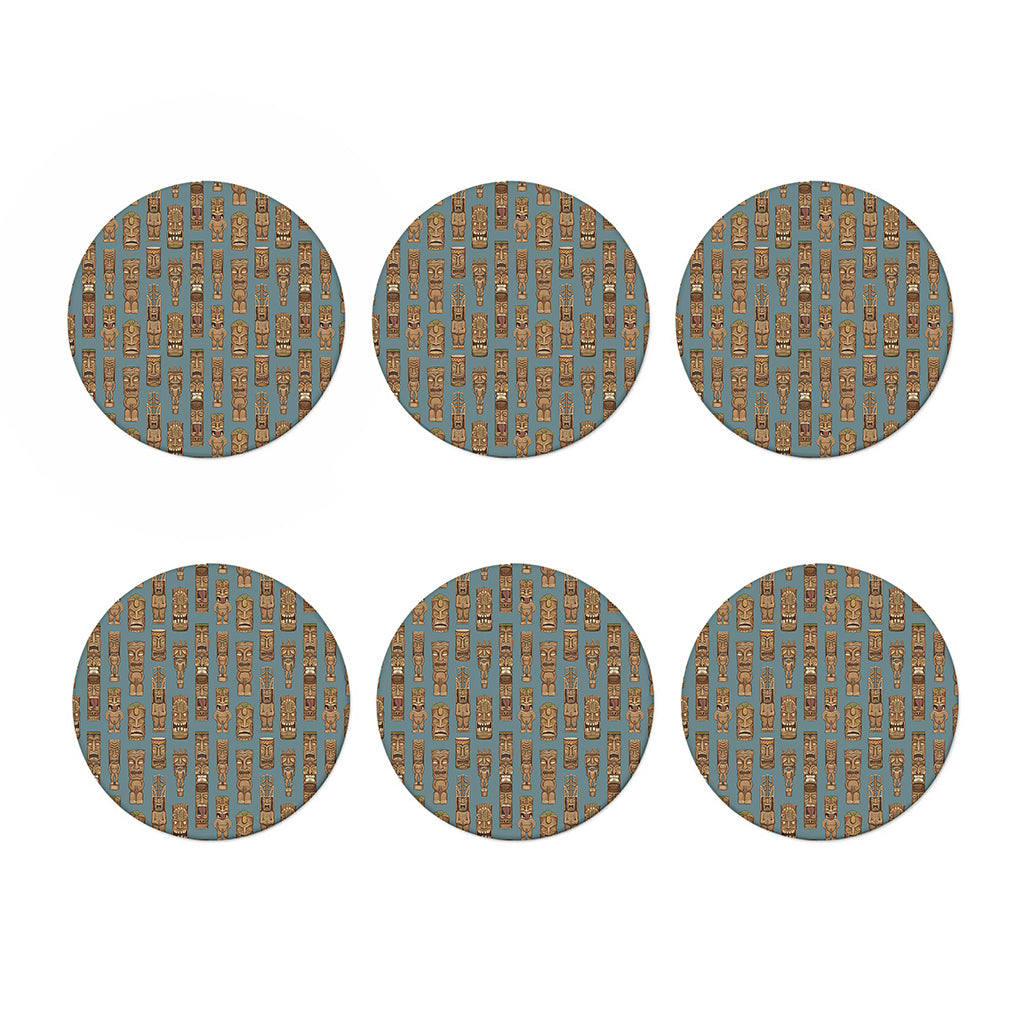 Tiki Totem Pattern Print Coaster Set