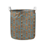 Tiki Totem Pattern Print Collapsible Laundry Basket