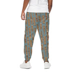 Tiki Totem Pattern Print Cotton Pants