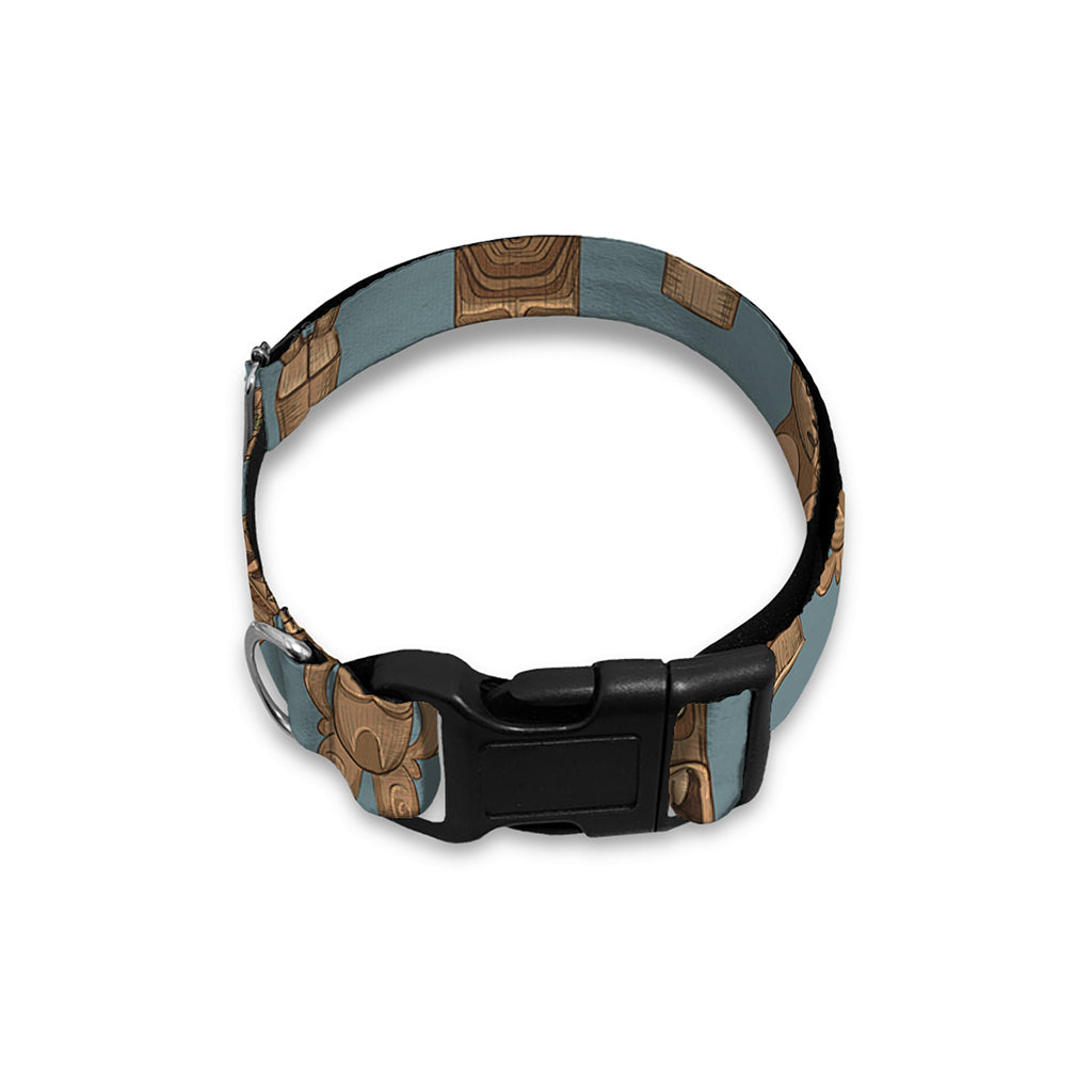 Tiki Totem Pattern Print Dog Collar