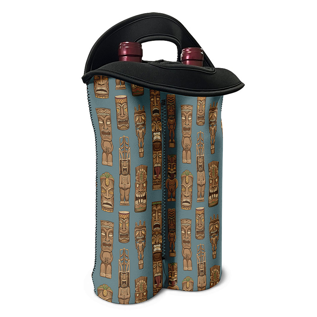 Tiki Totem Pattern Print Double Neoprene Wine Tote