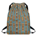 Tiki Totem Pattern Print Drawstring Backpack