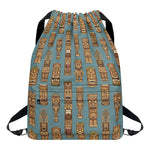 Tiki Totem Pattern Print Drawstring Backpack