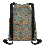 Tiki Totem Pattern Print Drawstring Backpack