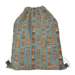 Tiki Totem Pattern Print Drawstring Bag