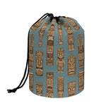 Tiki Totem Pattern Print Drawstring Makeup Bag