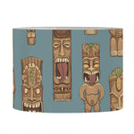 Tiki Totem Pattern Print Drum Lamp Shade
