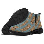 Tiki Totem Pattern Print Flat Ankle Boots