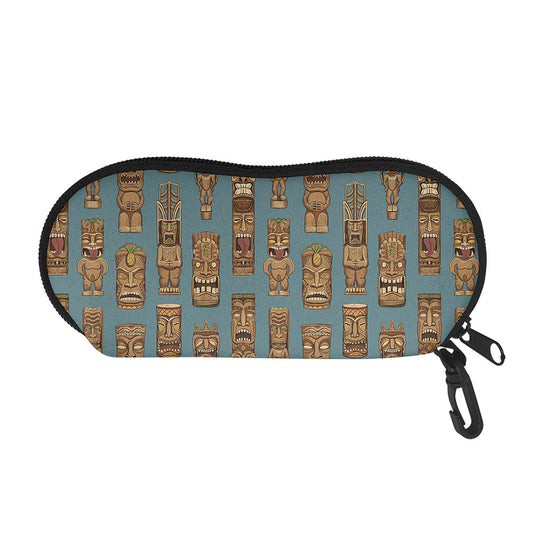 Tiki Totem Pattern Print Glasses Case