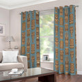 Tiki Totem Pattern Print Grommet Curtains