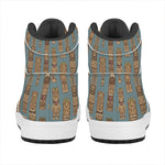 Tiki Totem Pattern Print High Top Leather Sneakers