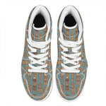 Tiki Totem Pattern Print High Top Leather Sneakers
