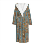 Tiki Totem Pattern Print Hooded Bathrobe