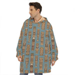 Tiki Totem Pattern Print Hoodie Blanket