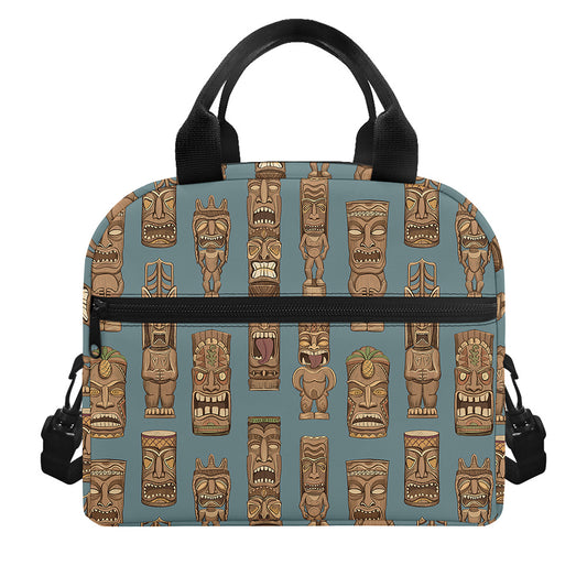 Tiki Totem Pattern Print Insulated Lunch Bag