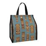 Tiki Totem Pattern Print Insulated Lunch Tote