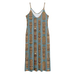 Tiki Totem Pattern Print Jersey Midi Cami Dress