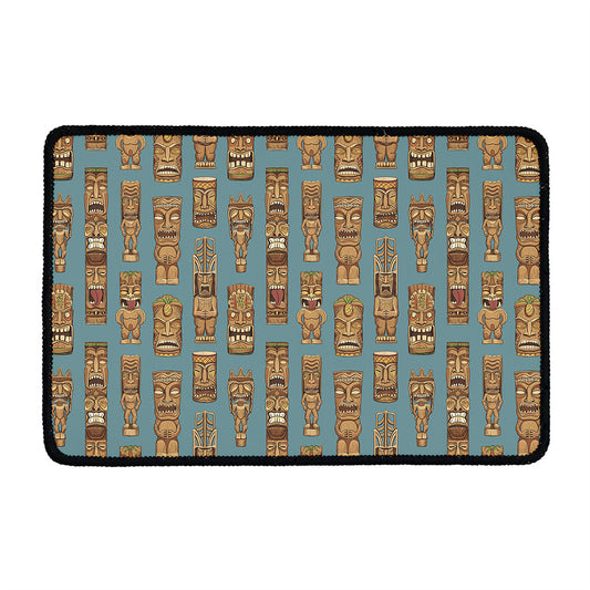 Tiki Totem Pattern Print Kitchen Mat