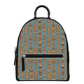 Tiki Totem Pattern Print Leather Backpack