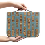 Tiki Totem Pattern Print Leather Bible Cover