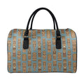 Tiki Totem Pattern Print Leather Duffel Bag