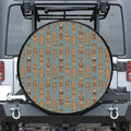Tiki Totem Pattern Print Leather Spare Tire Cover