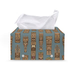 Tiki Totem Pattern Print Leather Tissue Box Cover