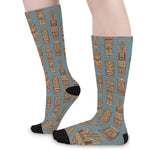 Tiki Totem Pattern Print Long Socks