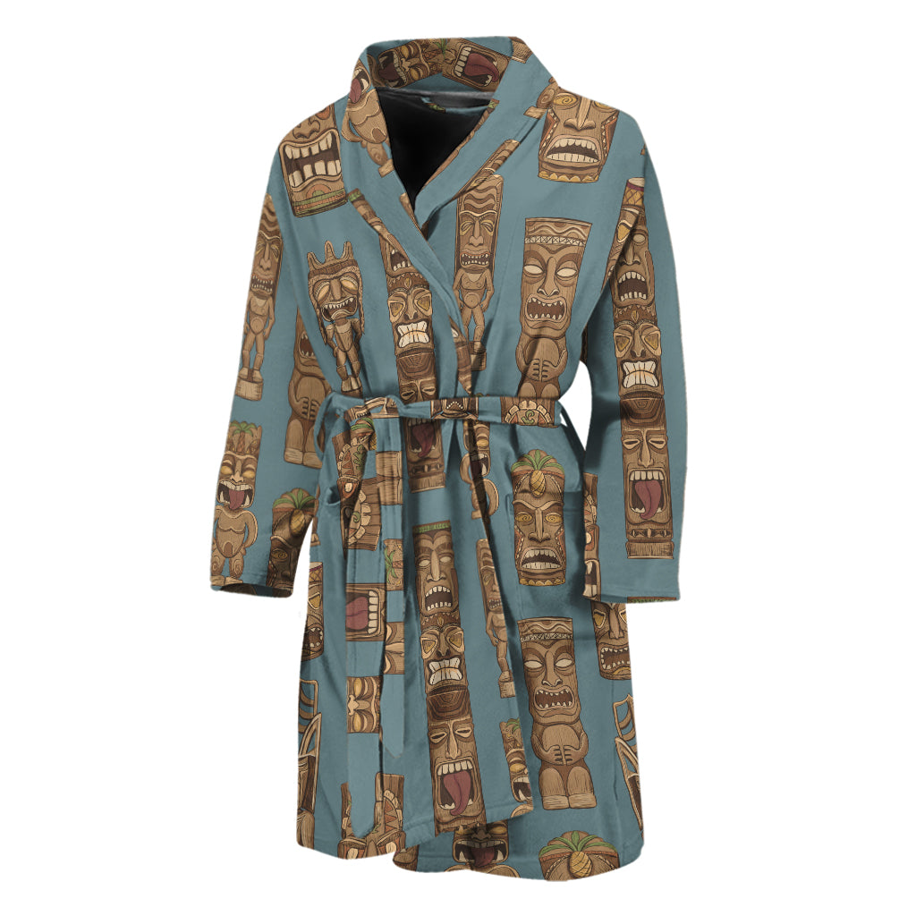 Tiki Totem Pattern Print Men's Bathrobe