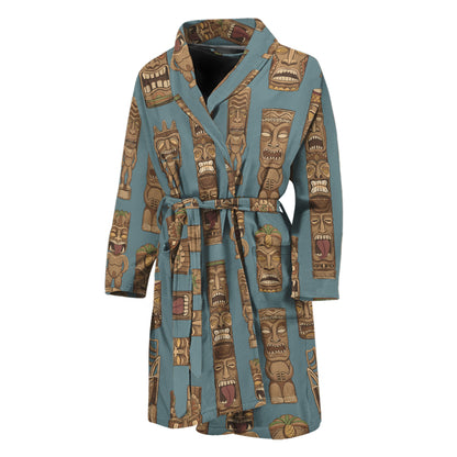 Tiki Totem Pattern Print Men's Bathrobe
