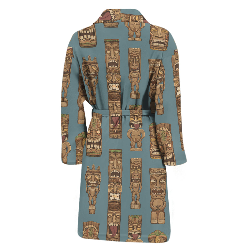 Tiki Totem Pattern Print Men's Bathrobe