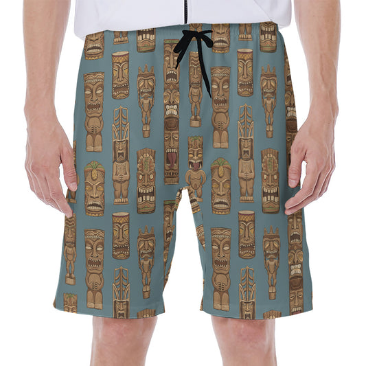 Tiki Totem Pattern Print Men's Beach Shorts