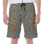 Tiki Totem Pattern Print Men's Beach Shorts