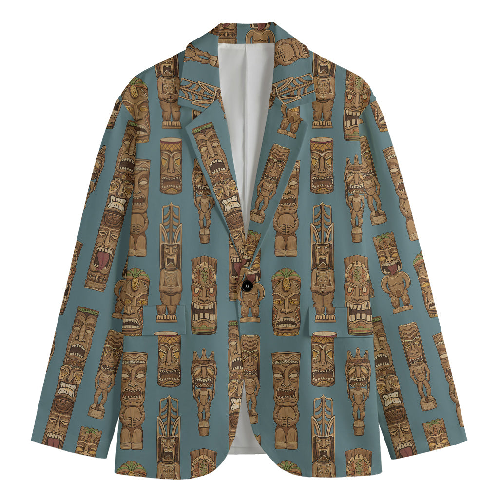 Tiki Totem Pattern Print Men's Blazer